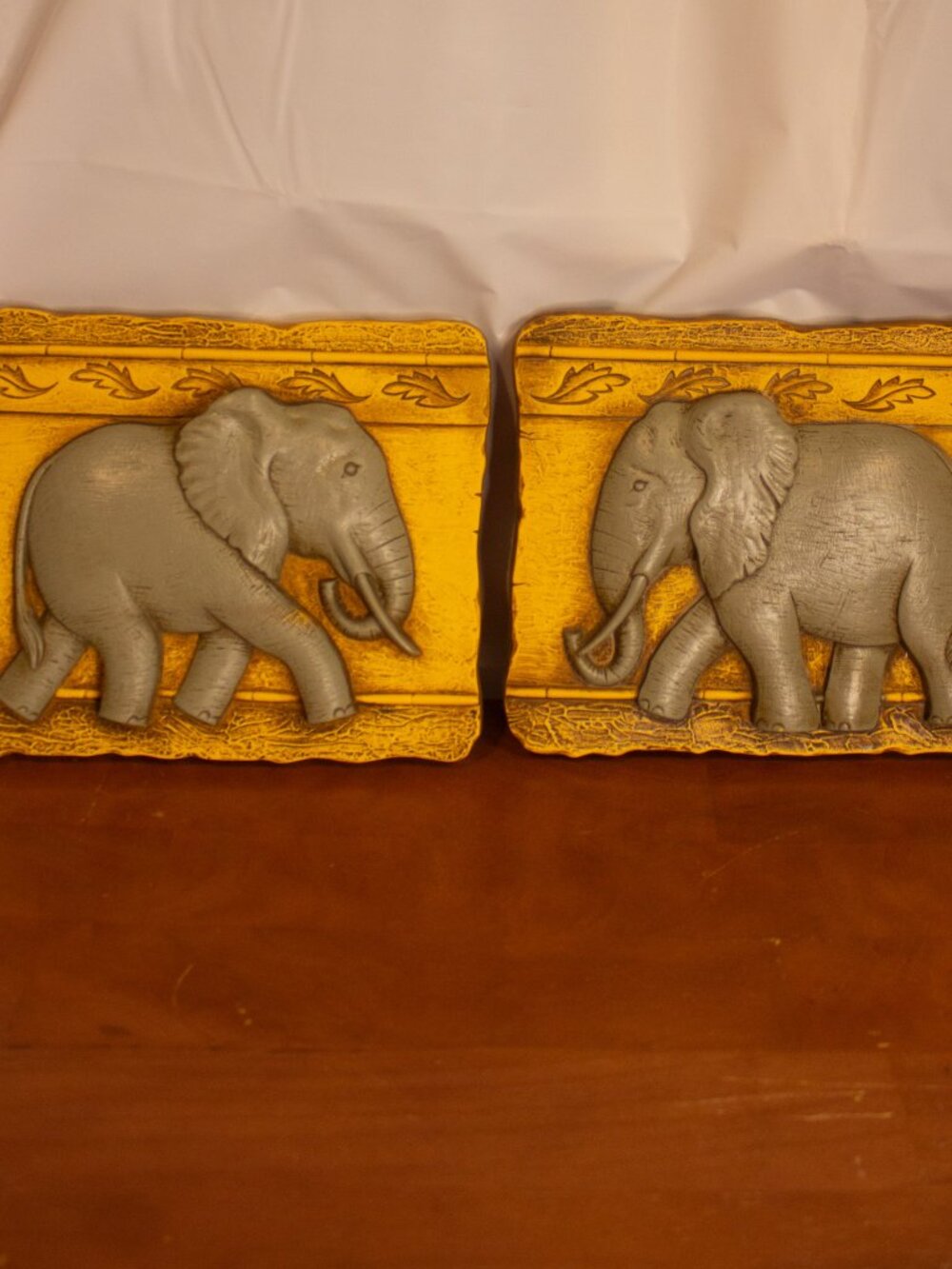 Vintage Elephant Wall Plaque Set by GIA